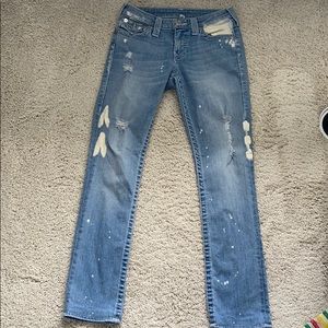 True Religion Light wash bleached jeans